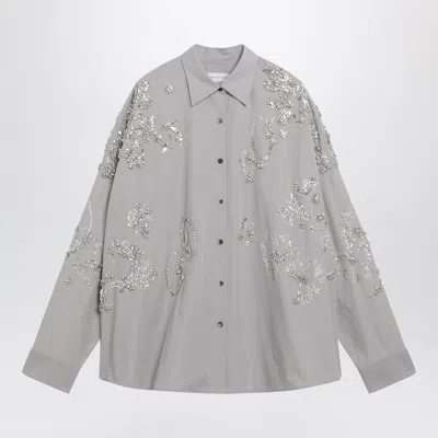 Dries Van Noten Grey Shirt With Sequin Embroidery In Gray