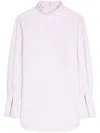 Dries Van Noten Grid Mock-neck Cotton Shirt In Pink
