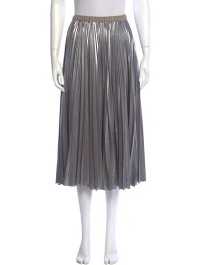 Pre-owned Dries Van Noten Grosgrain Trim Midi Length Skirt In Silver