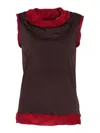 Dries Van Noten Knit Top With Cowl Neck And Floral Trim In Brown