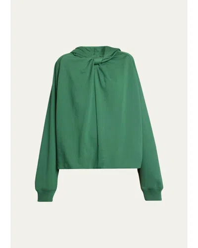 Dries Van Noten Hadella Knotted Cotton Hoodie In Green
