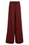Dries Van Noten Hadium Pleated Cotton Wide Leg Sweatpants In Burgundy