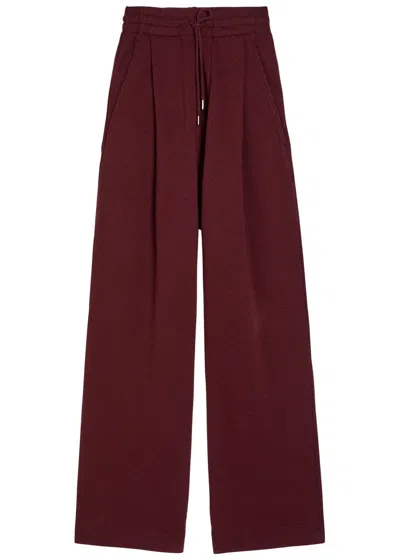 Dries Van Noten Hadium Pleated Wide-leg Cotton Sweatpants In Burgundy