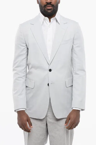 Dries Van Noten Half-lined Beeman Cotton Blazer With Notch Lapel In Grey