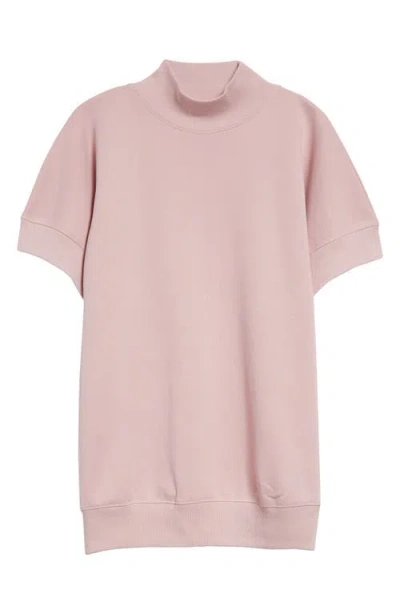 Dries Van Noten Halovar Short Sleeve Mock Neck Cotton Sweater In Light Pink