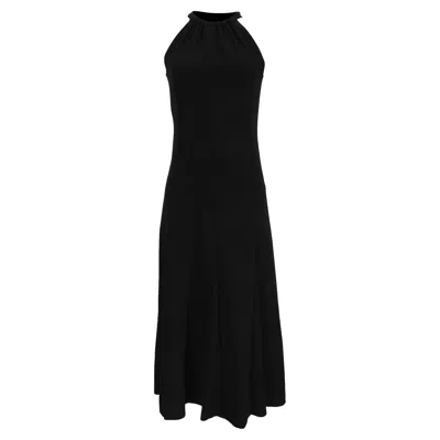 Pre-owned Dries Van Noten Halter Dress In Black Polyester