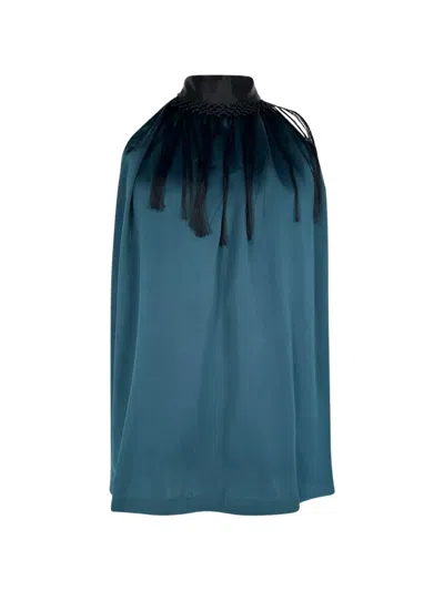 Pre-owned Dries Van Noten Halter-neck Fringed Top In Blue