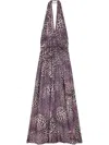 Dries Van Noten Halterneck Jacquard Maxi Dress In Neutrals