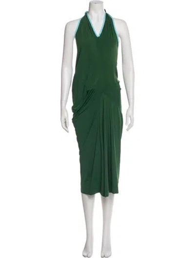 Pre-owned Dries Van Noten Halterneck Midi Length Dress In Green