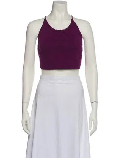 Pre-owned Dries Van Noten Halterneck Sleeveless Crop Top In Purple