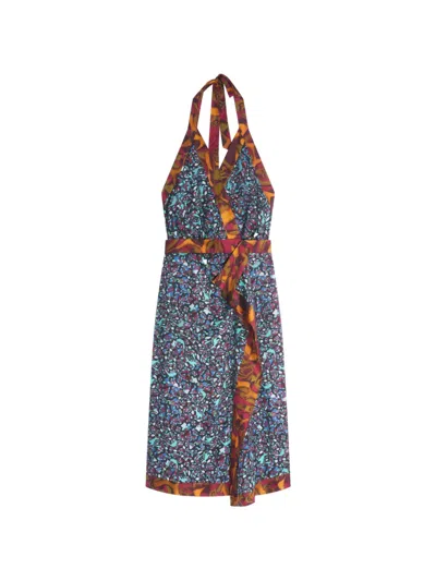 Dries Van Noten Halterneck Viscose Dress In Multi