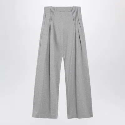 Dries Van Noten Hamesa Vintage Effect Oversized Flare Cotton Trousers In Gray