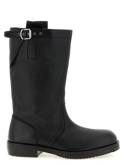 Dries Van Noten Hammered Leather Boot In Black