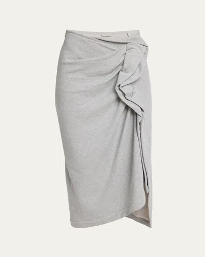 Dries Van Noten Hanam Draped Jersey Midi Skirt In Gray