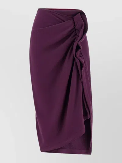 Dries Van Noten Hanam High Waist Ruched Draped Skirt In Purple