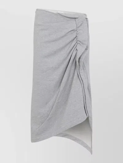 Dries Van Noten Hanam Jersey Skirt Midi Asymmetric Ruched In Gray