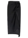 Dries Van Noten Black Skirt With Draping In Black
