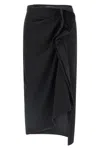 Dries Van Noten Black Skirt With Draping In Black