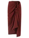 Dries Van Noten High Waist Midi Skirt With Ruffled Detail In Brown