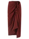 Dries Van Noten High Waist Midi Skirt With Ruffled Detail In Brown