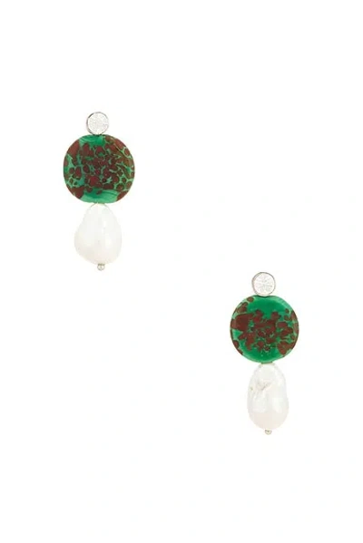 Dries Van Noten Handmade Artisanal Glass Disc Earrings In Green