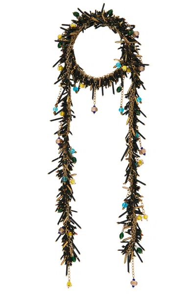 Dries Van Noten Handmade Bead Embroidered Scarf Necklace In Multi