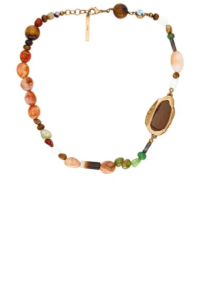 Dries Van Noten Handmade Combination Natural Stones Necklace In Multi