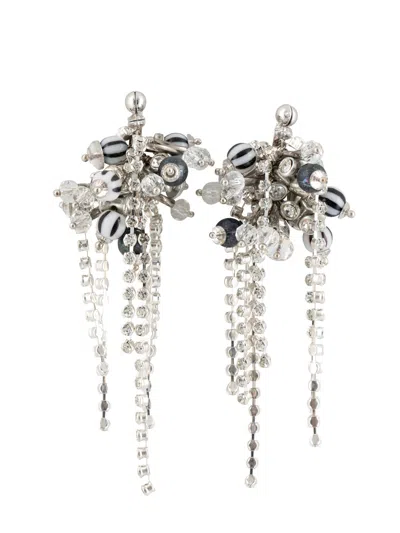 Dries Van Noten Handmade Embellished Pin Earrings In Metallic