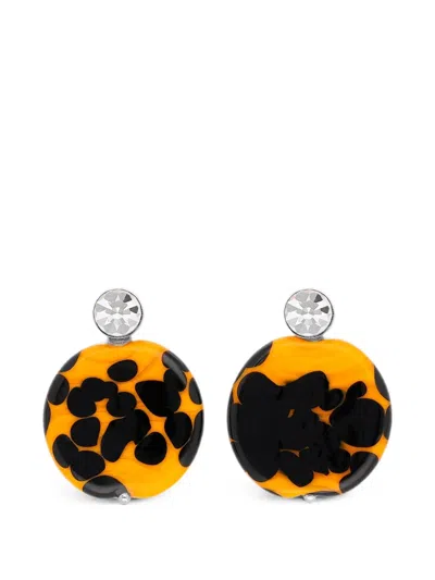 Dries Van Noten Handmade Painted Earrings In Yellow
