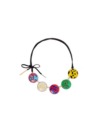 Dries Van Noten Handmade Painted Necklace In Multicolor