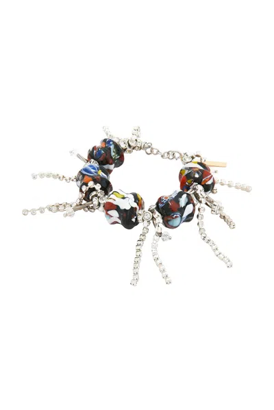 Dries Van Noten Handmade Strass Fringed Bracelet In Black