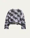 Dries Van Noten Hannett Check Bubble Crewneck Sweatshirt In Purple