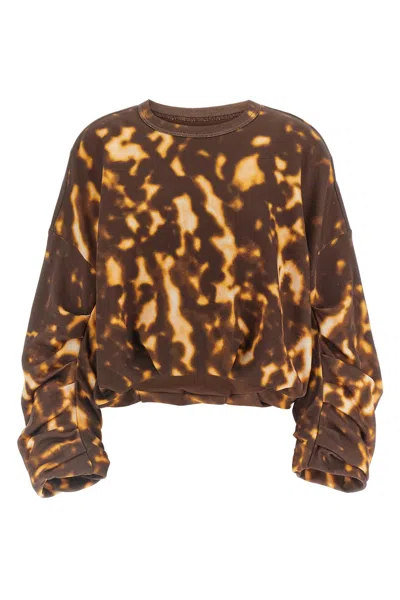 Dries Van Noten Crew Neck Tie-dye Sweatshirt In Brown
