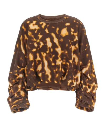 Dries Van Noten Crew Neck Tie-dye Sweatshirt In Brown