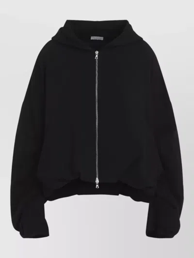 Dries Van Noten Hannett Tris Cropped Hoodie Cotton Jersey In Black