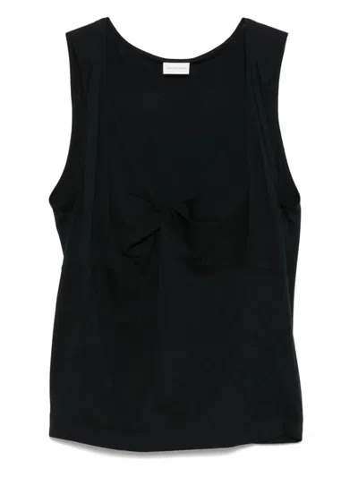 Dries Van Noten Backless Knot Detail Sleeveless V-neck Top In Black
