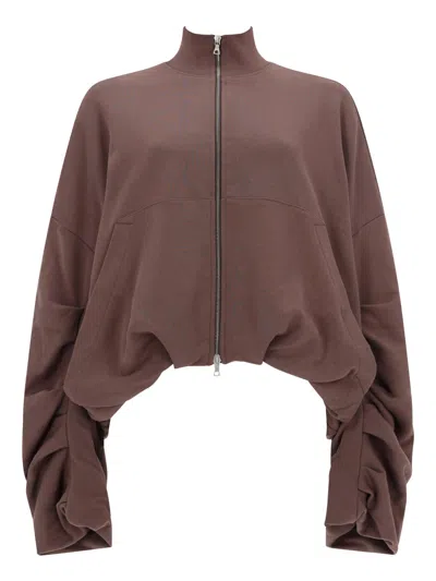 Dries Van Noten Haqua Jacket Dropped Shoulders High Collar In Brown