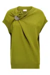 Dries Van Noten 'cap Sleeves Draped Embellished Trim Sweatshirt'