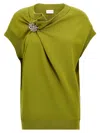Dries Van Noten 'cap Sleeves Draped Embellished Trim Sweatshirt'
