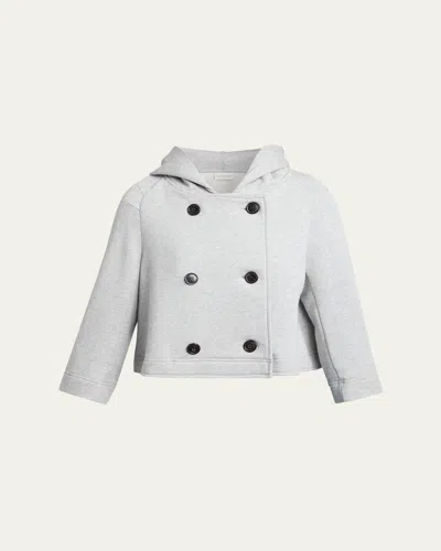 Dries Van Noten Havipa Double-breasted Jersey Hooded Jacket In Blue