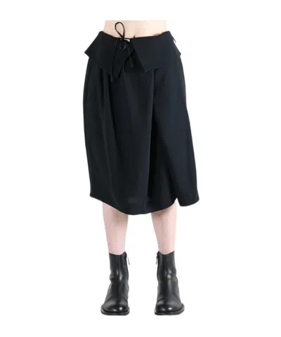 Dries Van Noten Heavyweight Polyester Crepe Skirt In Black