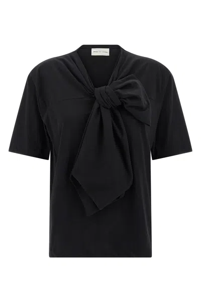 Dries Van Noten Bow Detail Short Sleeve T-shirt In Black