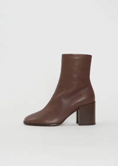 Dries Van Noten Heeled Leather Ankle Boot In Brown