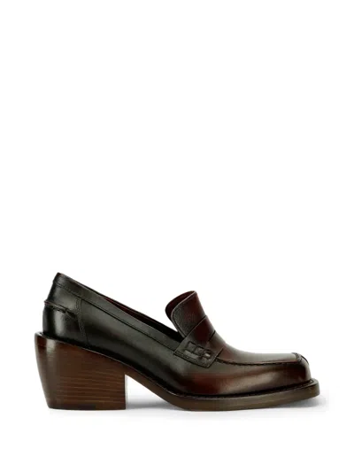 Dries Van Noten Heeled Leather Loafers In Brown