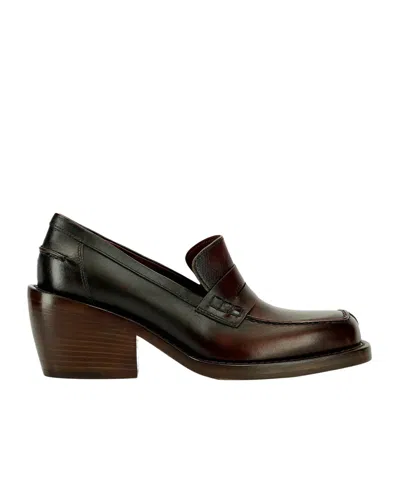 Dries Van Noten Heeled Leather Loafers In Tan