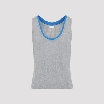 Dries Van Noten Heffman Bis Tank Top Contrast Rib Trim In Gray
