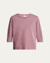 Dries Van Noten Hefiz Three Quarter Sleeve Cotton T-shirt In Mauve