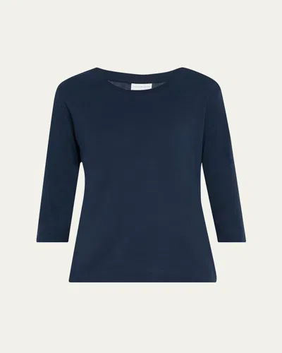 Dries Van Noten Hefiz Three Quarter Sleeve Cotton T-shirt In Navy
