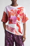 Dries Van Noten Womens White Contrast-panels Round-neck Cotton-jersey T-shirt Xs In Multi