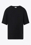 Dries Van Noten Black Short-sleeve T-shirt With Tonal Swirl Embroidery In Black